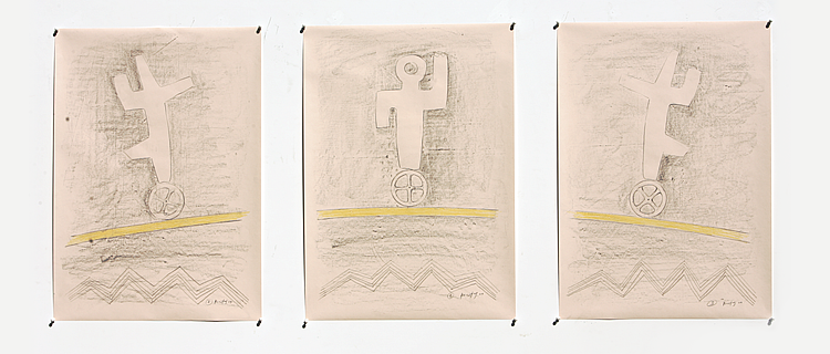Triptych, graphite-crayon, 50x70 cm each, 2004