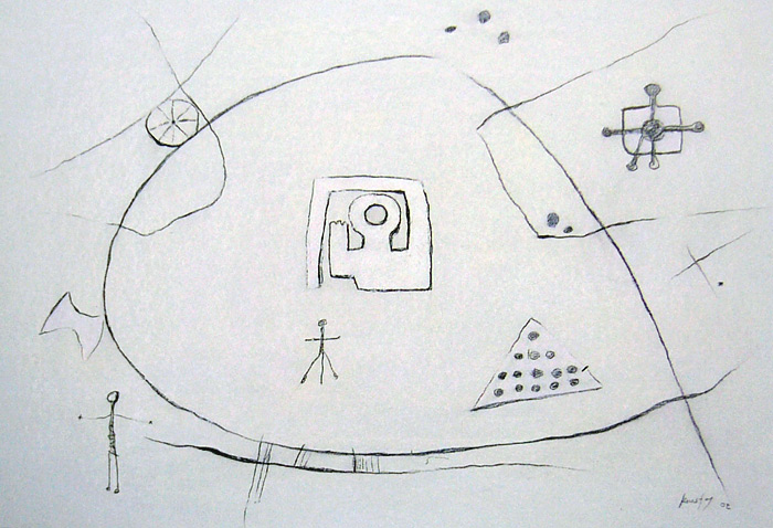 Graphite-crayon, 70X100 cm, 2002. Work of distinction in the 11th International Biennial Print and Drawing Exhibition 2003, Taiwan, ROC